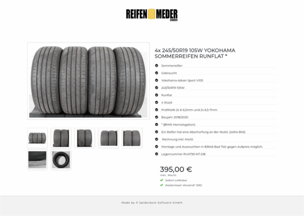 4x 245/50R19 105W YOKOHAMA SOMMERREIFEN RUNFLAT * #153H – Bild 8