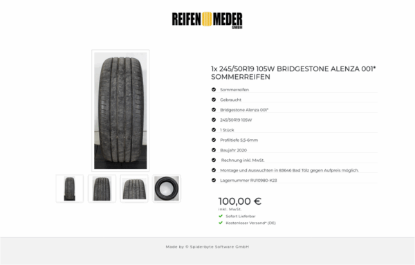 1x 245/50R19 105W BRIDGESTONE ALENZA 001* SOMMERREIFEN #1TOL – Bild 5