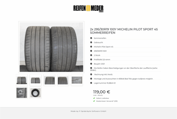 2x 295/30R19 100Y MICHELIN PILOT SPORT 4S SOMMERREIFEN #1IAL – Bild 8
