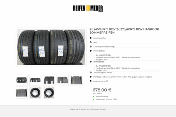 2x 245/45R19 102Y 2x 275/40R19 105Y HANKOOK SOMMERREIFEN #1LPA – Bild 9