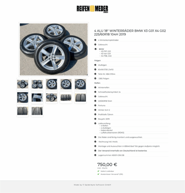 4 ALU 18" WINTERRÄDER BMW X3 G01 X4 G02 225/60R18 104H 2019 #13RU – Bild 13