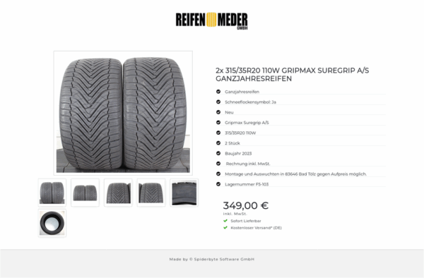 2x 315/35R20 110W GRIPMAX SUREGRIP A/S GANZJAHRESREIFEN #1UZF – Bild 7