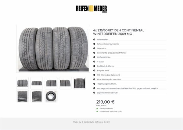 4x 235/60R17 102H CONTINENTAL WINTERREIFEN 2009 MO #1QTU – Bild 9