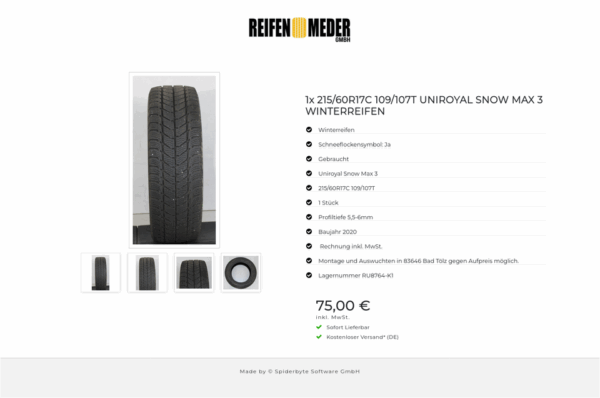 1x 215/60R17C 109/107T UNIROYAL SNOW MAX 3 WINTERREIFEN #1INZ – Bild 5