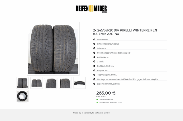 2x 245/35R20 91V PIRELLI WINTERREIFEN 6,5-7MM 2017 N0 #1O4Y – Bild 7