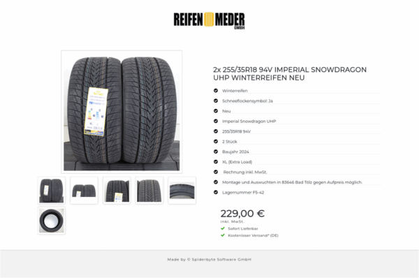 2x 255/35R18 94V IMPERIAL SNOWDRAGON UHP WINTERREIFEN NEU #1PMS – Bild 7