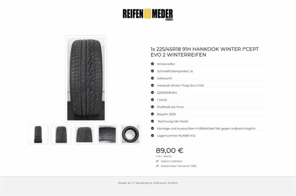 1x 225/45R18 91H HANKOOK WINTER I*CEPT EVO 2 WINTERREIFEN #1QTA – Bild 6