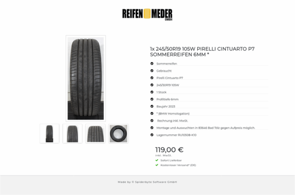 1x 245/50R19 105W PIRELLI CINTUARTO P7 SOMMERREIFEN 6MM * #1QKR – Bild 5