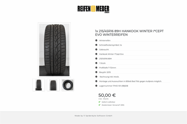 1x 215/45R16 89H HANKOOK WINTER I*CEPT EVO WINTERREIFEN #147F – Bild 4