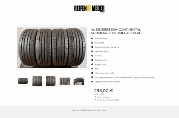 4x 235/55R18 100V CONTINENTAL SOMMERREIFEN 7MM 2016 SEAL #1904 – Bild 6