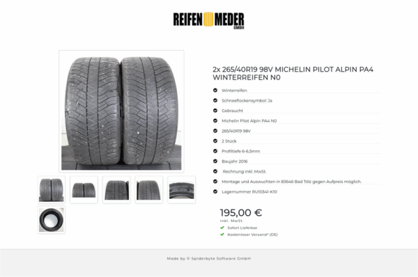 2x 265/40R19 98V MICHELIN PILOT ALPIN PA4 WINTERREIFEN N0 #1PGJ – Bild 7