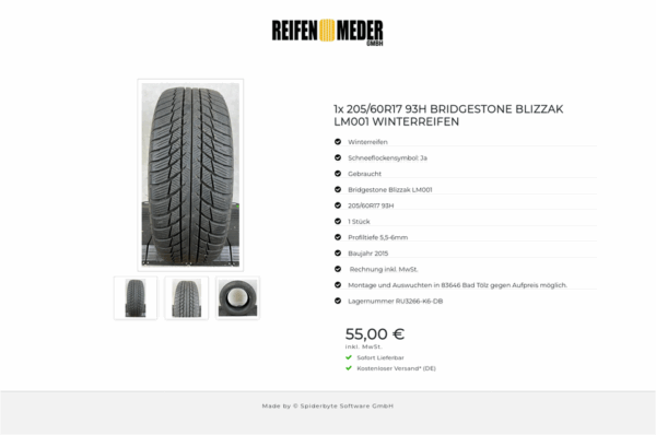 1x 205/60R17 93H BRIDGESTONE BLIZZAK LM001 WINTERREIFEN #9356 – Bild 4