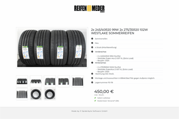 2x 245/40R20 99W 2x 275/35R20 102W WESTLAKE SOMMERREIFEN #1XFG – Bild 9