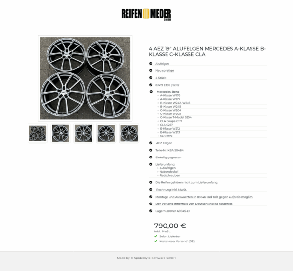 4 AEZ 19" ALUFELGEN MERCEDES A-KLASSE B-KLASSE C-KLASSE CLA #1MCV – Bild 6