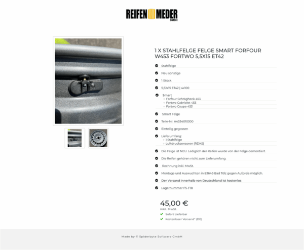 1 X STAHLFELGE FELGE SMART FORFOUR W453 FORTWO 5,5X15 ET42 #1K1F – Bild 3