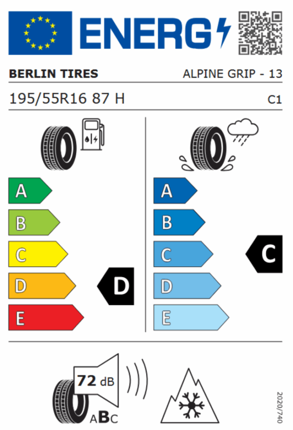 4 x 195/55R16 87H BERLIN TIRES ALPIN GRIP WINTERREIFEN FREIHAUS – Bild 3