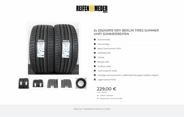 2x 255/40R19 100Y BERLIN TIRES SUMMER UHP1 SOMMERREIFEN #1M2M – Bild 6