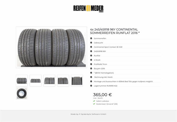 4x 245/45R18 96Y CONTINENTAL SOMMERREIFEN RUNFLAT 2016 * #1JXY – Bild 7