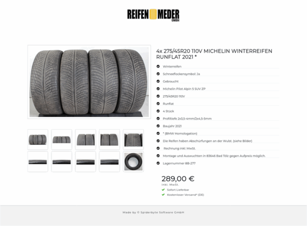 4x 275/45R20 110V MICHELIN WINTERREIFEN RUNFLAT 2021 * #1TVZ – Bild 11