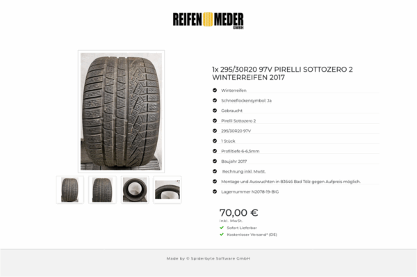 1x 295/30R20 97V PIRELLI SOTTOZERO 2 WINTERREIFEN 2017 #2157 – Bild 5