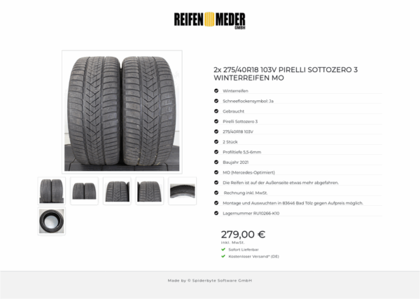 2x 275/40R18 103V PIRELLI SOTTOZERO 3 WINTERREIFEN MO #1PAX – Bild 7