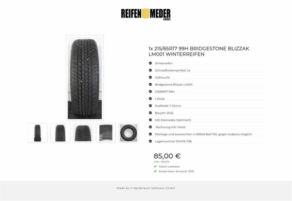 1x 215/65R17 99H BRIDGESTONE BLIZZAK LM001 WINTERREIFEN #1RYT – Bild 6