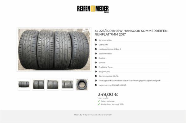 4x 225/50R18 95W HANKOOK SOMMERREIFEN RUNFLAT 7MM 2017 #5046 – Bild 6