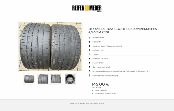 2x 315/30R21 105Y GOODYEAR SOMMERREIFEN 4,5-5MM 2020 #16PH – Bild 5