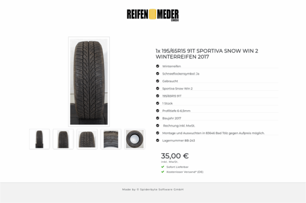1x 195/65R15 91T SPORTIVA SNOW WIN 2 WINTERREIFEN 2017 #1SOP – Bild 6