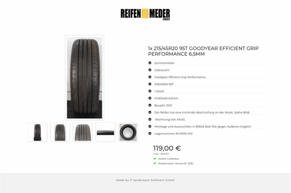 1x 215/45R20 95T GOODYEAR EFFICIENT GRIP PERFORMANCE 6,5MM #1X2U – Bild 6