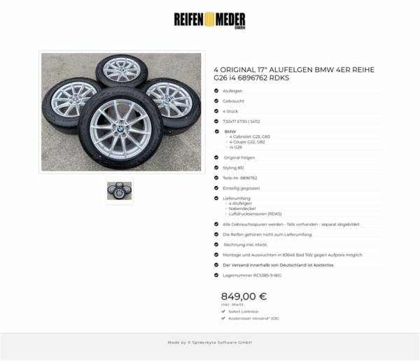 4 ORIGINAL 17" ALUFELGEN BMW 4ER REIHE G26 i4 6896762 RDKS #1OKG – Bild 2