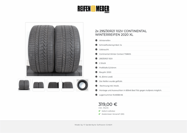 2x 295/30R21 102V CONTINENTAL WINTERREIFEN 2020 XL #1BDF – Bild 6