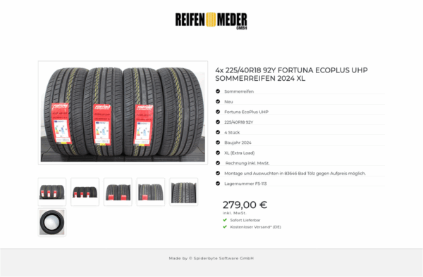 4x 225/40R18 92Y FORTUNA ECOPLUS UHP SOMMERREIFEN 2024 XL #1VTE – Bild 7