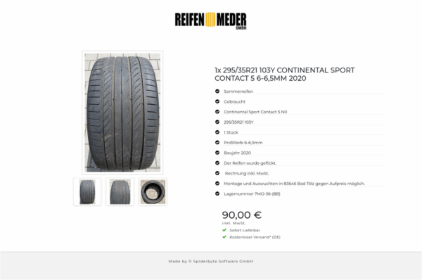 1x 295/35R21 103Y CONTINENTAL SPORT CONTACT 5  6-6,5MM 2020 #169R – Bild 4