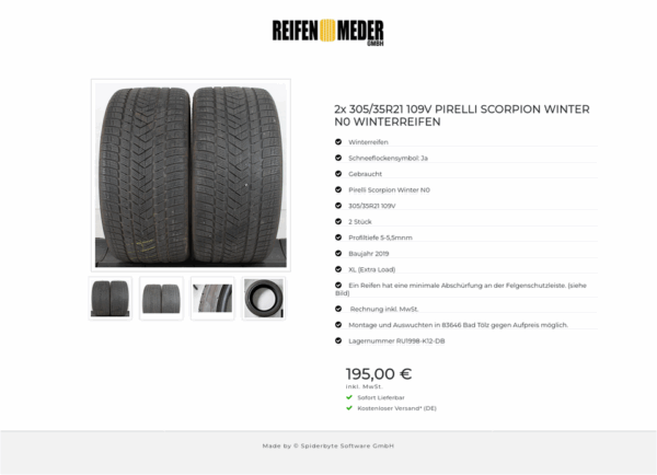 2x 305/35R21 109V PIRELLI SCORPION WINTER N0 WINTERREIFEN #16AZ – Bild 5