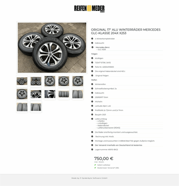 ORIGINAL 17" ALU WINTERRÄDER MERCEDES GLC-KLASSE 204X X253 #1Q7V – Bild 13
