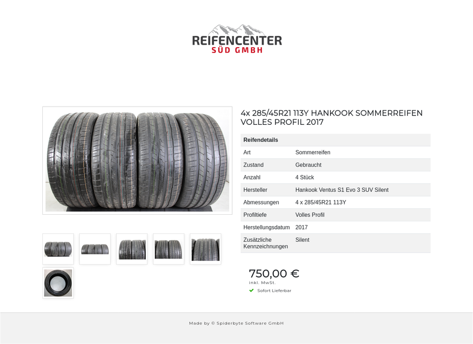 4x 285/45R21 113Y HANKOOK SOMMERREIFEN VOLLES PROFIL 2017 #1RMS – Bild 7