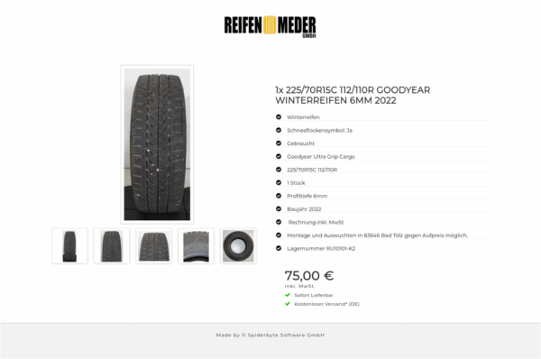 1x 225/70R15C 112/110R GOODYEAR WINTERREIFEN 6MM 2022 #1OTO – Bild 6