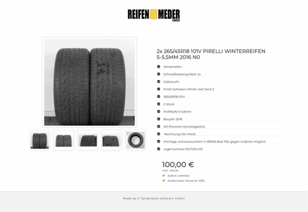 2x 265/45R18 101V PIRELLI WINTERREIFEN 5-5,5MM 2016 N0 #1C1C – Bild 6