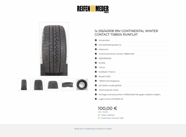 1x 255/40R18 99V CONTINENTAL WINTER CONTACT TS860S RUNFLAT  #1QKI – Bild 6