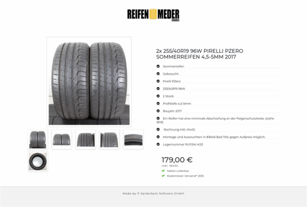 2x 255/40R19 96W PIRELLI PZERO SOMMERREIFEN 4,5-5MM 2017 #1VSL – Bild 7
