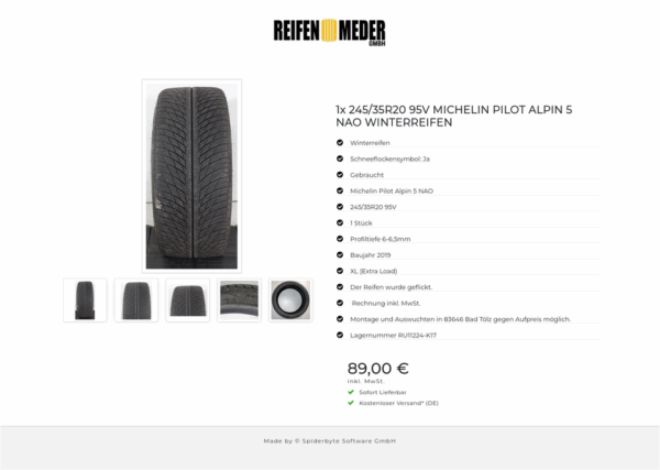 1x 245/35R20 95V MICHELIN PILOT ALPIN 5 NAO WINTERREIFEN #1UZP – Bild 6