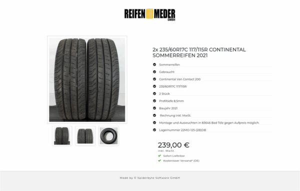 2x 235/60R17C 117/115R CONTINENTAL SOMMERREIFEN 2021 #145K – Bild 4