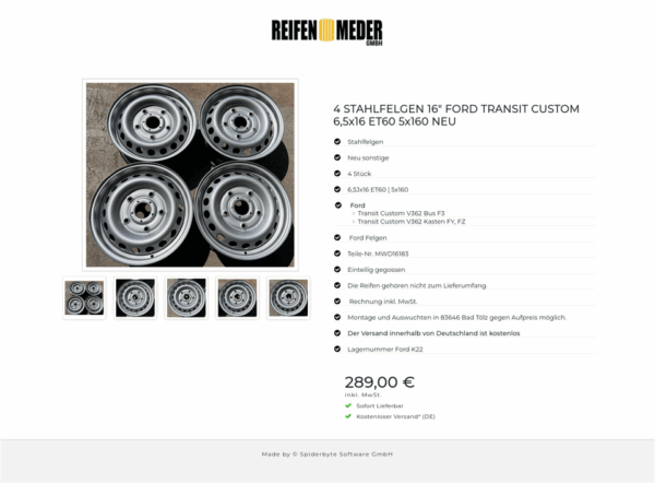 4 STAHLFELGEN 16" FORD TRANSIT CUSTOM 6,5x16 ET60 5x160 NEU #1ZXK – Bild 6