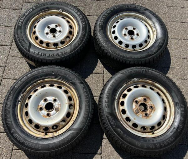 4 ORIGINAL 15" STAHLFELGEN FELGEN VW CADDY 2K 6X15 ET47 #1ZXJ