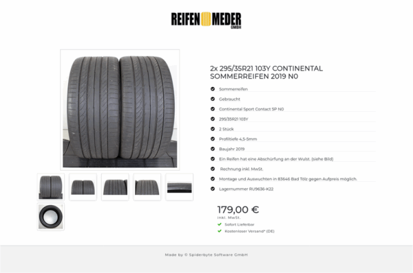2x 295/35R21 103Y CONTINENTAL SOMMERREIFEN 2019 N0 #1NVZ – Bild 7