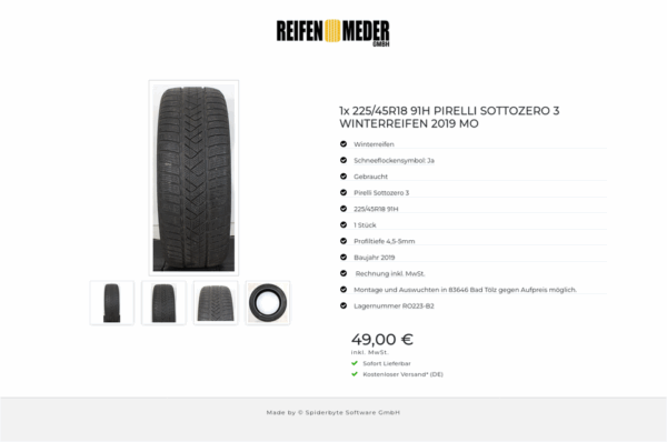 1x 225/45R18 91H PIRELLI SOTTOZERO 3 WINTERREIFEN 2019 MO #1ECC – Bild 5