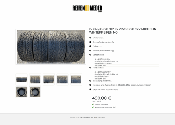 2x 245/35R20 91V 2x 295/30R20 97V MICHELIN WINTERREIFEN N0 #184U – Bild 8