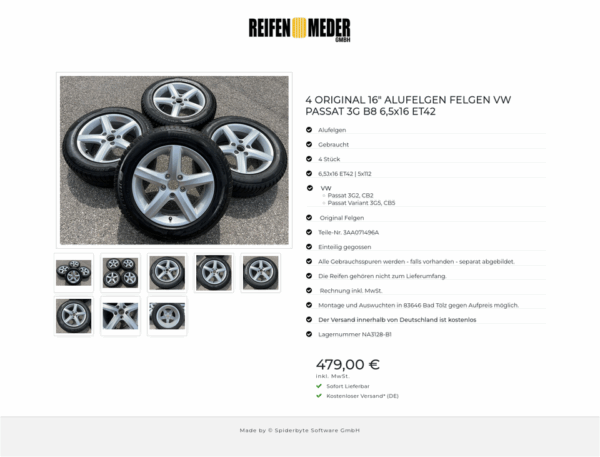 4 ORIGINAL 16" ALUFELGEN FELGEN VW PASSAT 3G B8 6,5x16 ET42 #1N1G – Bild 9