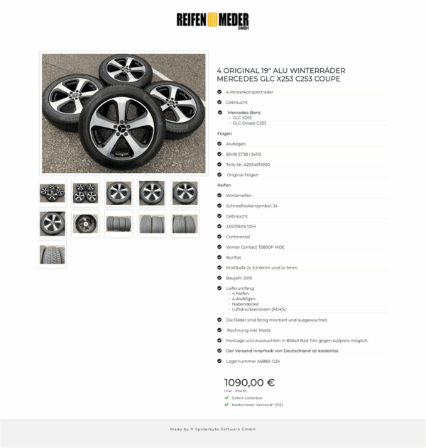4 ORIGINAL 19" ALU WINTERRÄDER MERCEDES GLC X253 C253 COUPE #1CWI – Bild 12